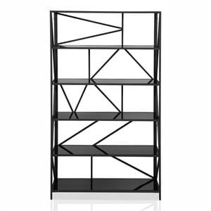furniture of america qualt industrial metal corner bookcase in black