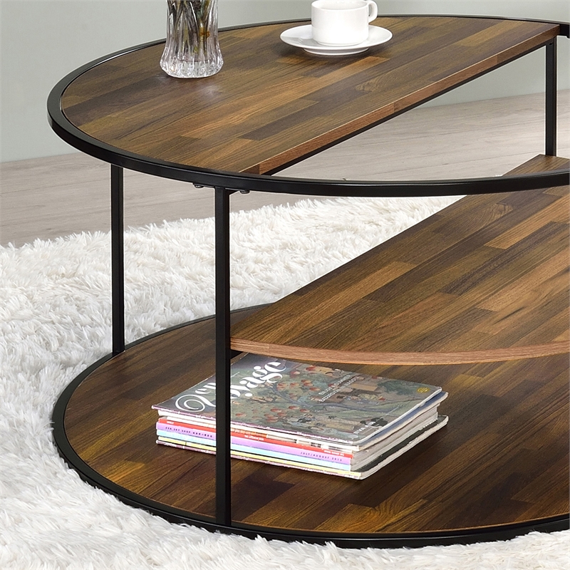 Furniture of America Marquesa Contemporary Wood Round Coffee Table in Black