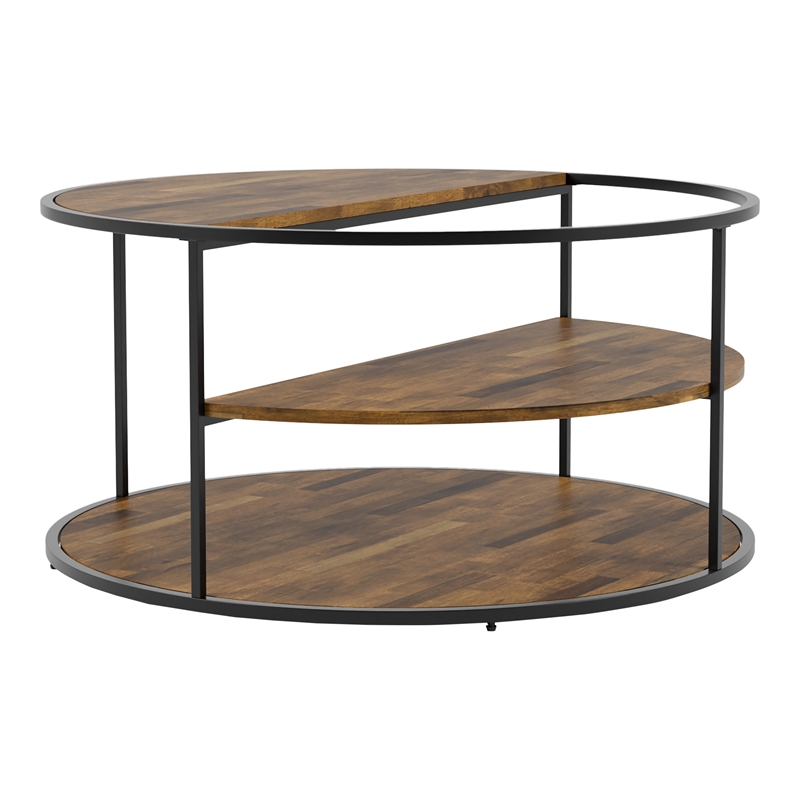 Furniture of America Marquesa Contemporary Wood Round Coffee Table in Black