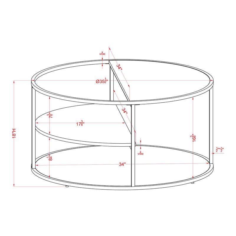 Furniture of America Marquesa Wood Round 2-Piece Coffee Table Set in Black