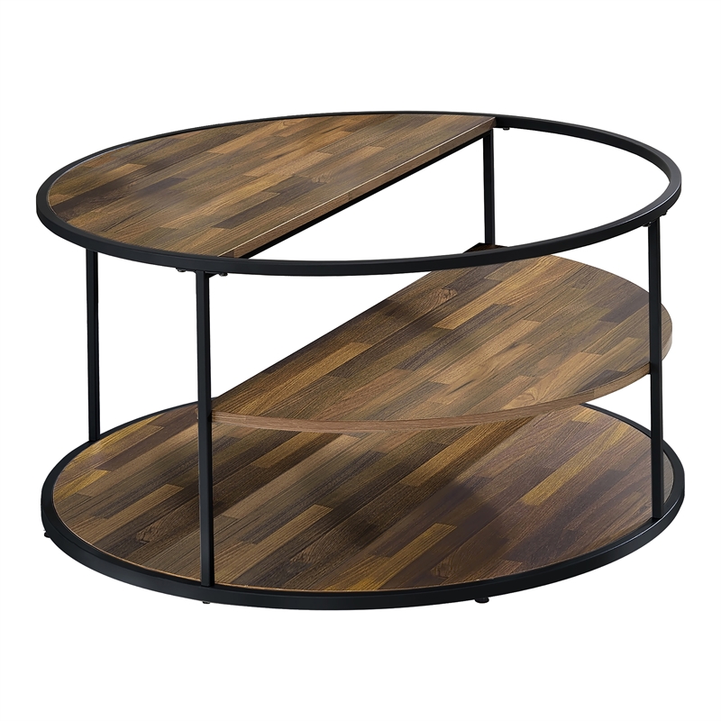 Furniture of America Marquesa Wood Round 2-Piece Coffee Table Set in Black