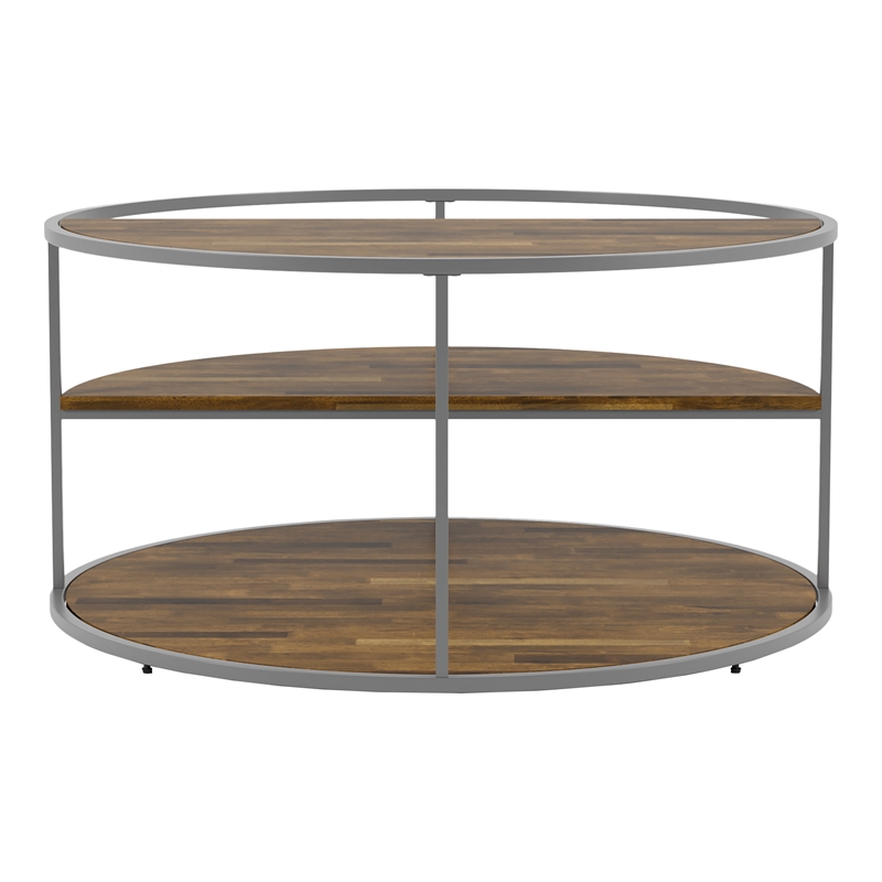 Furniture of America Marquesa Wood Round 2-Piece Coffee Table Set in Gray