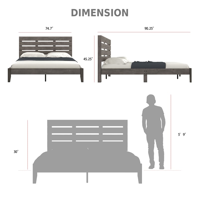 Furniture of America Vaker Transitional Wood California King Slatted Bed in Gray