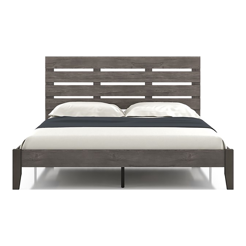 Furniture of America Vaker Transitional Wood California King Slatted Bed in Gray