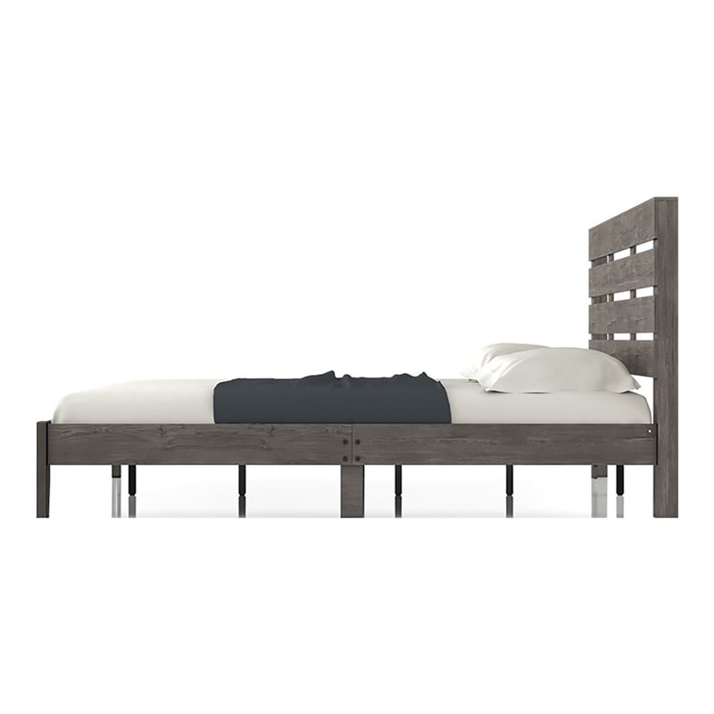 Furniture of America Vaker Transitional Wood California King Slatted Bed in Gray