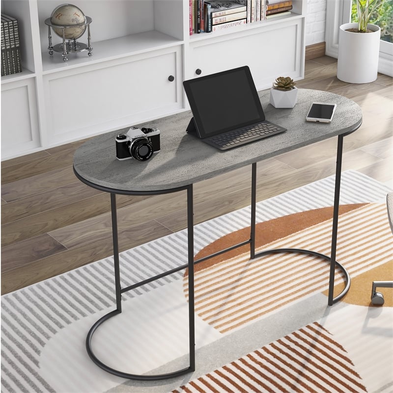 Furniture of America Wasiri Wood Writing Desk in Black and Light Gray