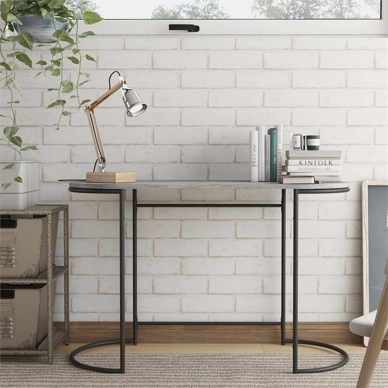 Furniture of America Wasiri Wood Writing Desk in Black and Light Gray