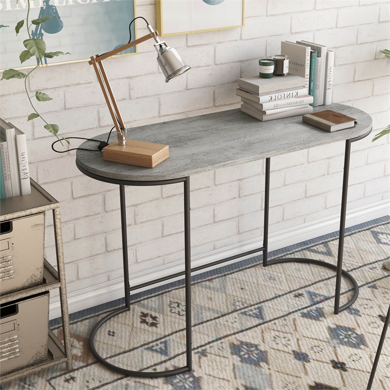 Furniture of America Wasiri Wood Writing Desk in Black and Light Gray