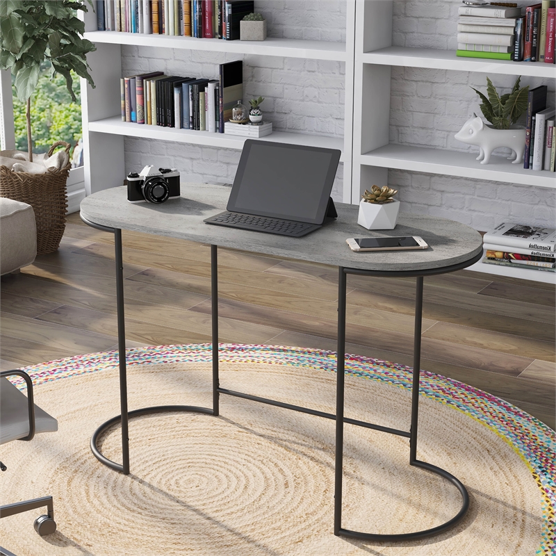Furniture of America Wasiri Wood Writing Desk in Black and Light Gray