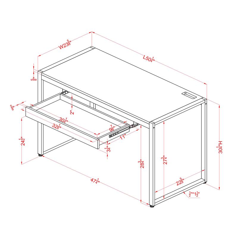Furniture of America Marra Wood Writing Desk with USB in Sand Black and Natural