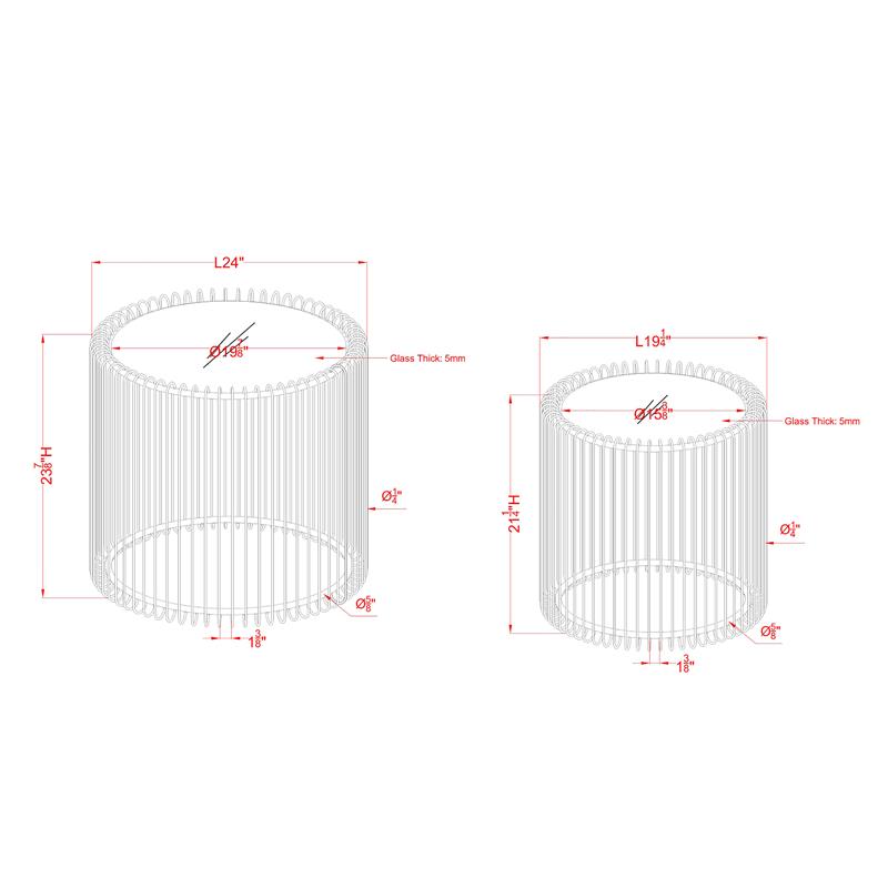 Furniture of America Mendel Contemporary Metal 2-Piece Nesting Table in Black