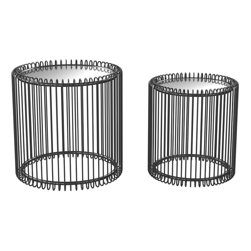 Furniture of America Mendel Contemporary Metal 2-Piece Nesting Table in Black