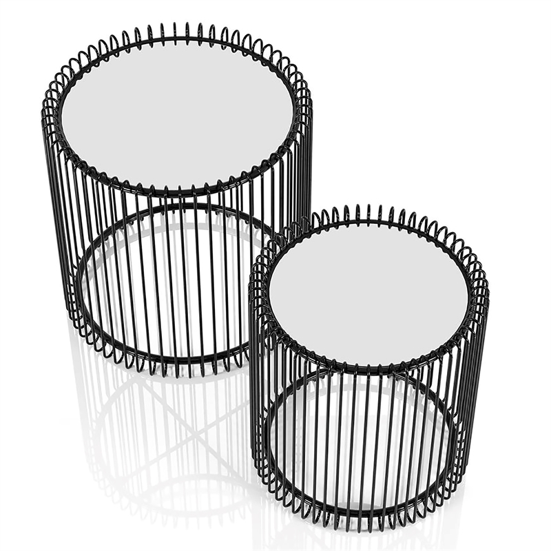 Furniture of America Mendel Contemporary Metal 2-Piece Nesting Table in Black