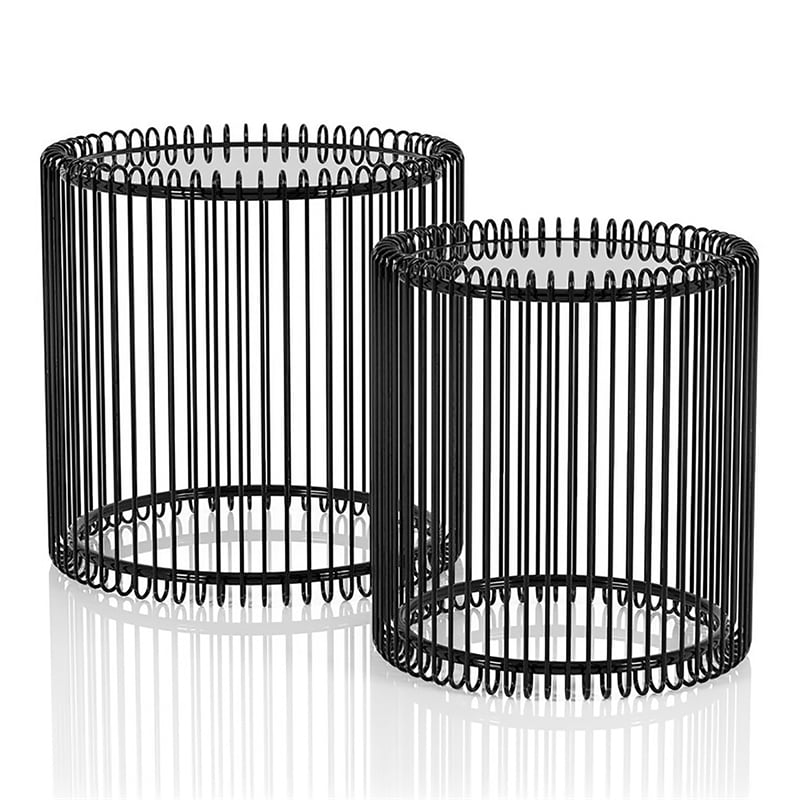 Furniture of America Mendel Contemporary Metal 2-Piece Nesting Table in Black