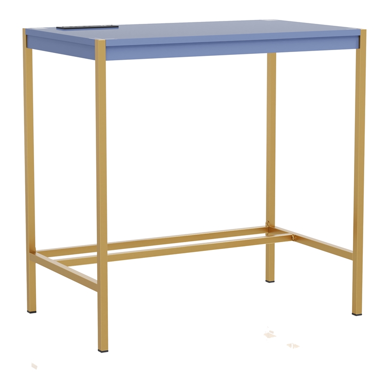 Furniture of America Grae Wood Writing Desk with USB Port in Blue