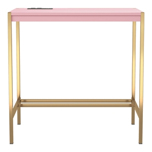 Furniture of America Grae Wood Writing Desk with USB Port in Pink