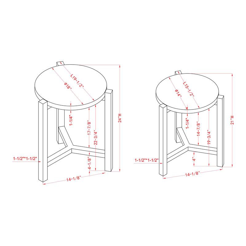 Furniture of America Elgan Wood 2-Piece Nesting Tables in Brushed Brown Gray