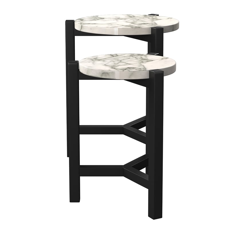 Furniture of America Elgan Wood 2-Piece Nesting Tables in Brushed Brown Gray