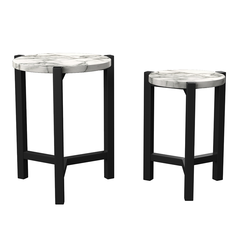 Furniture of America Elgan Wood 2-Piece Nesting Tables in Brushed Brown Gray