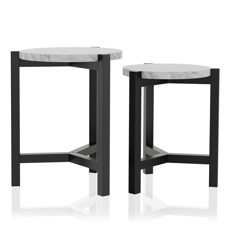Furniture of America Elgan Wood 2-Piece Nesting Tables in Brushed Brown Gray