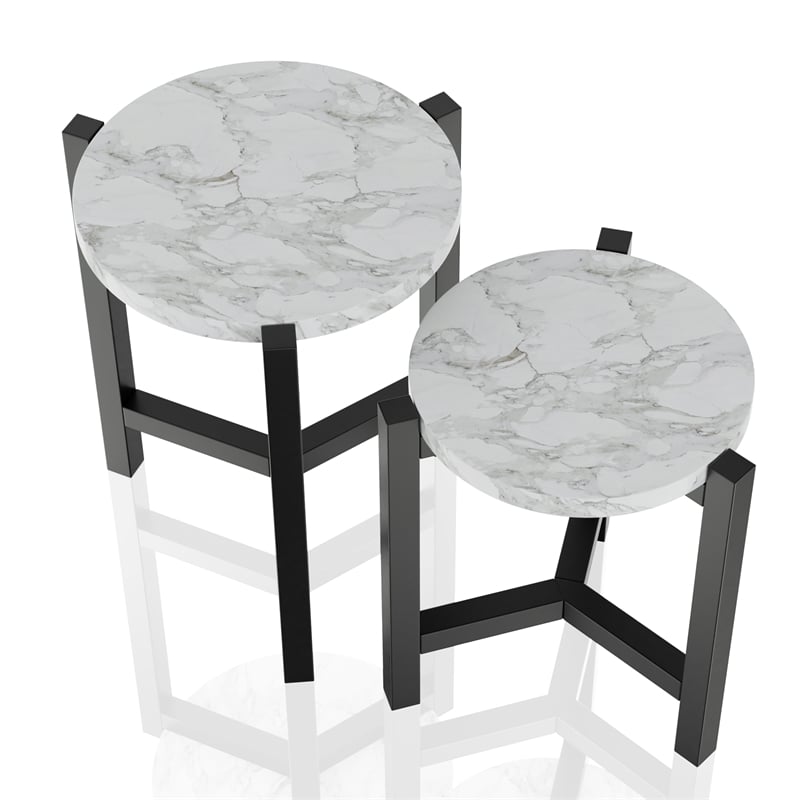 Furniture of America Elgan Wood 2-Piece Nesting Tables in Brushed Brown Gray