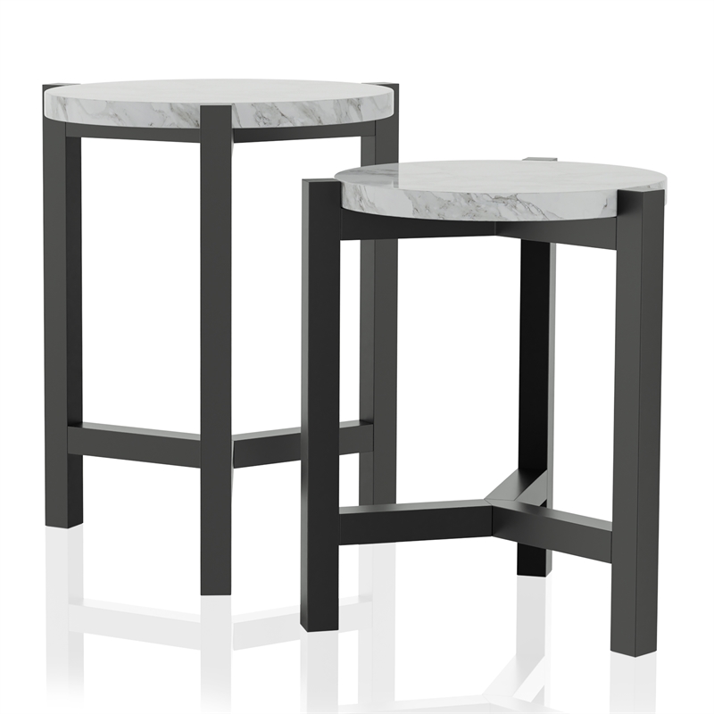 Furniture of America Elgan Wood 2-Piece Nesting Tables in Brushed Brown Gray