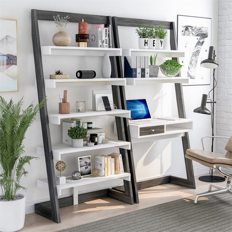 Furniture of America Gleim Wood 2Piece Desk and Bookcase Set in Gray