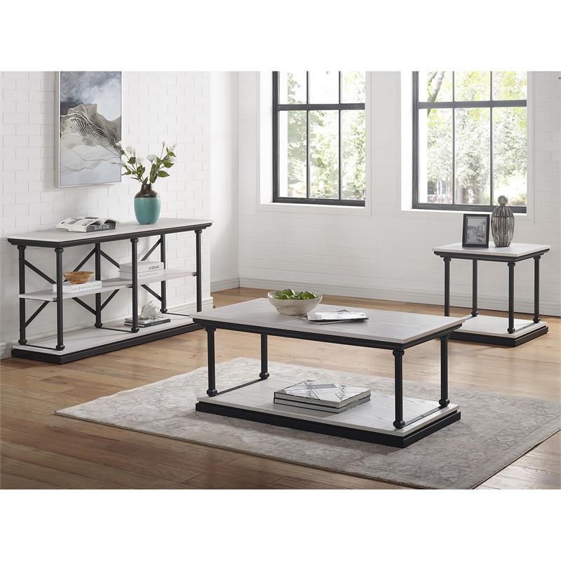 Furniture of America Drewden Wood 3-Piece Coffee Table Set in Antique White