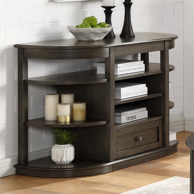 Furniture of America Osloa Transitional Wood Multi-Storage Console Table in Gray