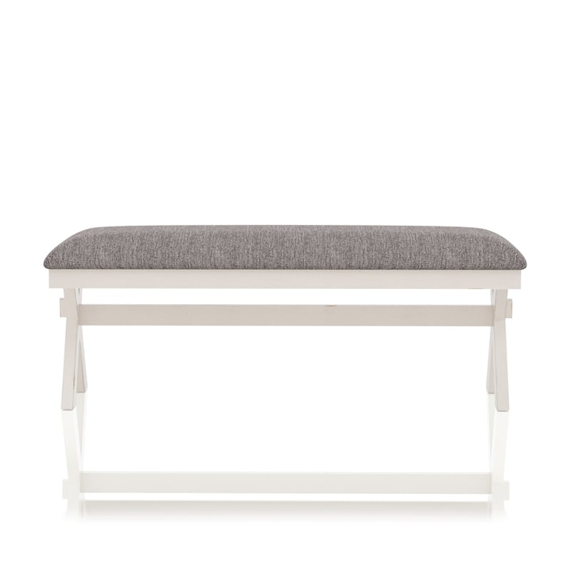 Furniture of America Egretta Fabric Padded Dining Bench in Gray