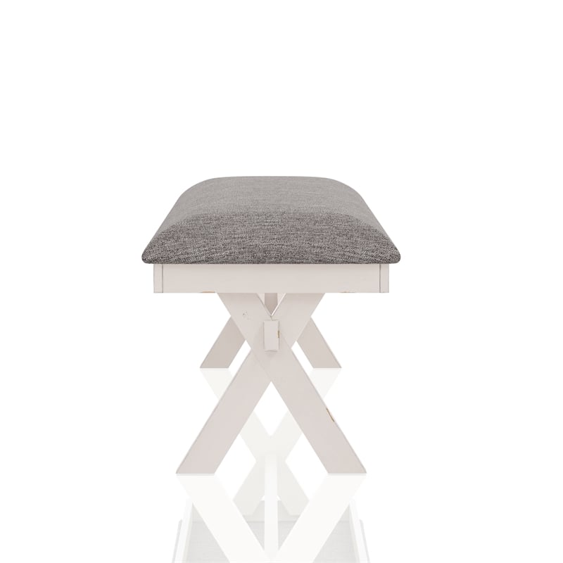 Furniture of America Egretta Fabric Padded Dining Bench in Gray