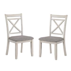 furniture of america egretta wood padded side chair in white (set of 2)