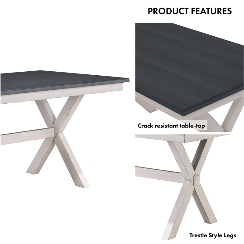 Furniture of America Egretta Transitional Wood Dining Table in Gray and White