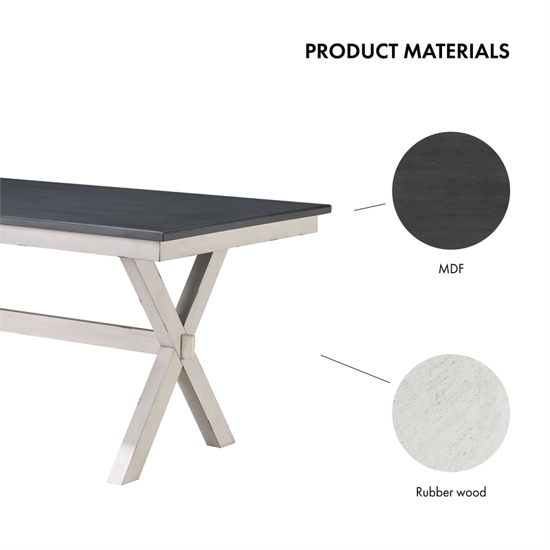 Furniture of America Egretta Transitional Wood Dining Table in Gray and White