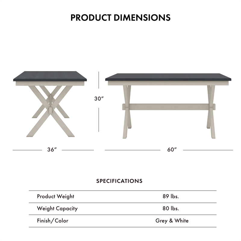 Furniture of America Egretta Transitional Wood Dining Table in Gray and White