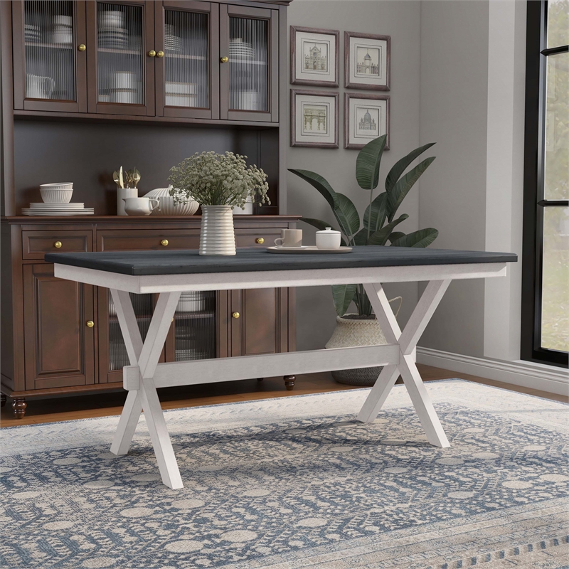Furniture of America Egretta Transitional Wood Dining Table in Gray and White