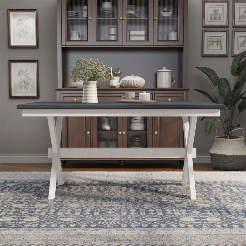 Furniture of America Egretta Transitional Wood Dining Table in Gray and White