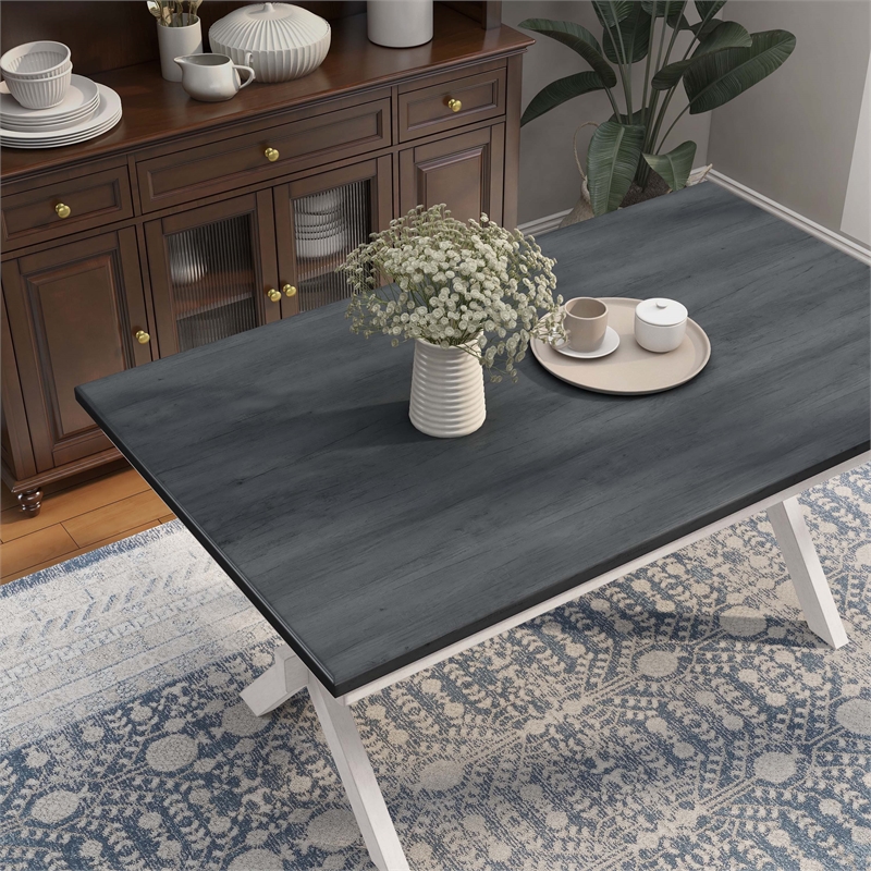 Furniture of America Egretta Transitional Wood Dining Table in Gray and White