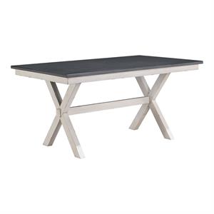furniture of america egretta transitional wood dining table in gray and white