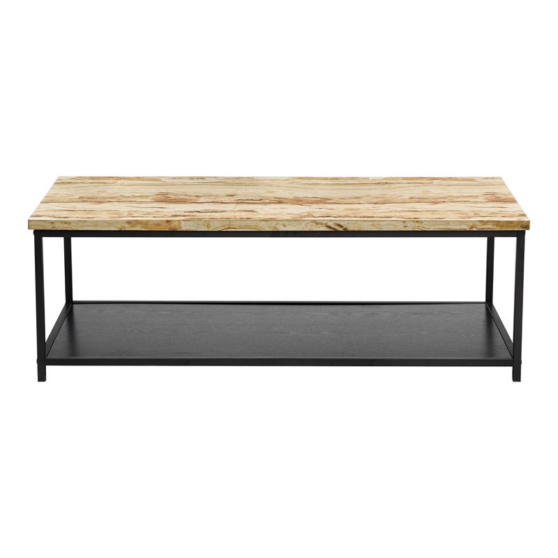 Furniture of America Pris Wood 1-Shelf Coffee Table in Yellow and Black