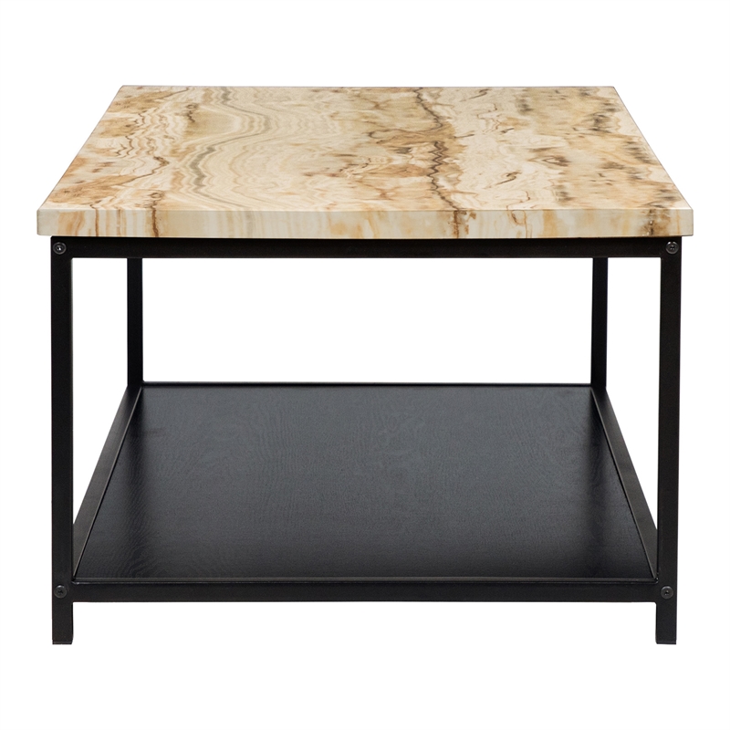 Furniture of America Pris Wood 1-Shelf Coffee Table in Yellow and Black