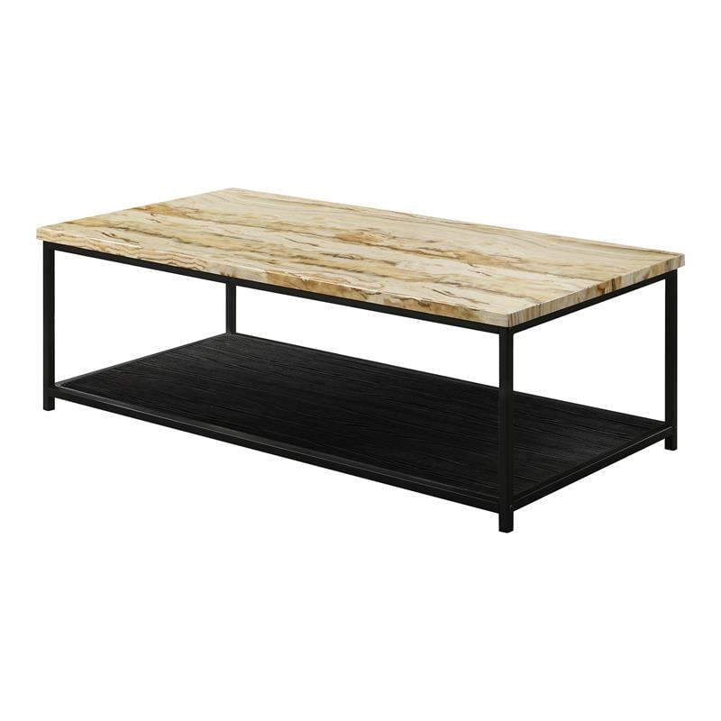Furniture of America Pris Wood 1-Shelf Coffee Table in Yellow and Black
