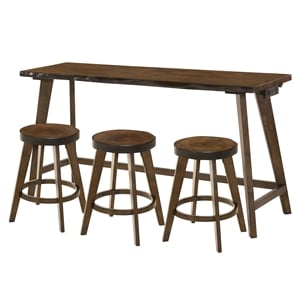 furniture of america belma wood 4-piece counter height table set in dark walnut
