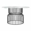 Furniture of America Trila Glass Top Round Dining Table in Silver Gun Metal