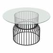 Furniture of America Trila Glass Top Round Dining Table in Silver Gun Metal