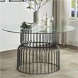 Furniture of America Trila Glass Top Round Dining Table in Silver Gun Metal