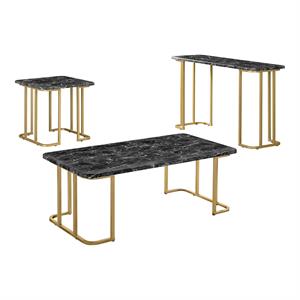 Furniture of America Clotten Metal 3-Piece Coffee Table Set in Black
