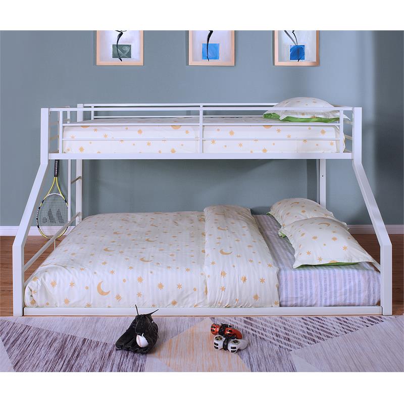 Furniture of America Dessa Metal Twin over Full Bunk Bed in White