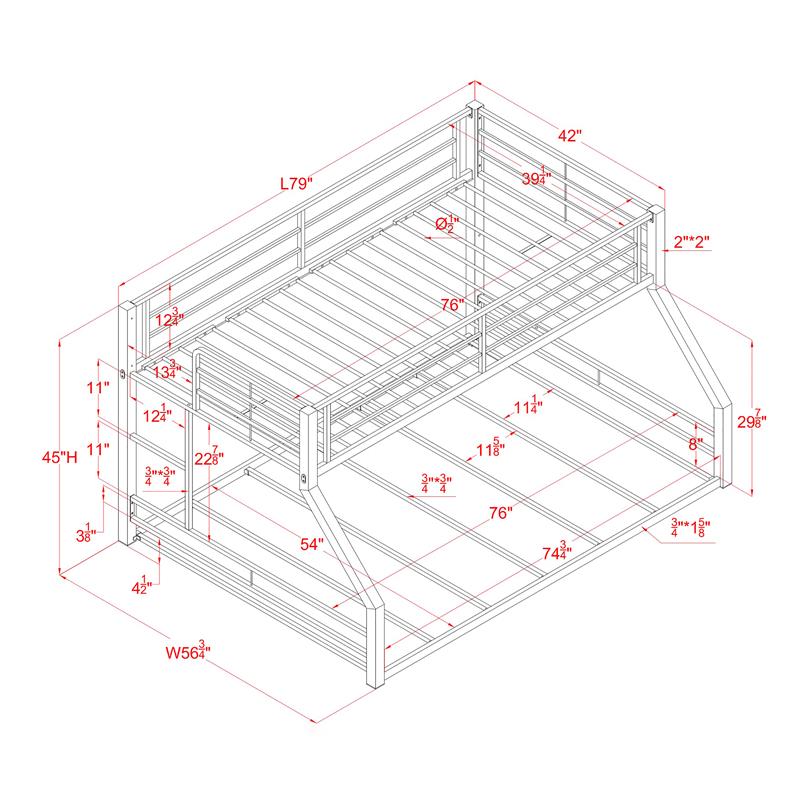 Furniture of America Dessa Metal Twin over Full Bunk Bed in White