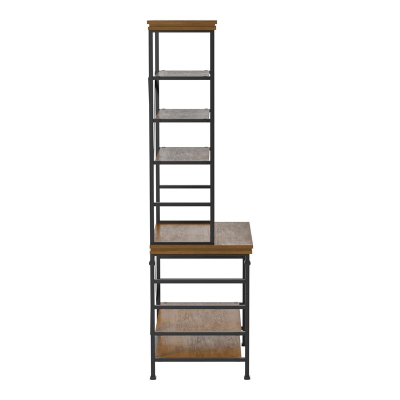 Furniture of America Garna Industrial Metal 6-Shelf Bookcase in Dark Oak